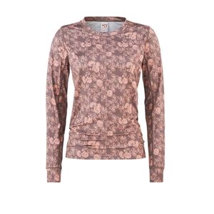 Kari Traa Floral Sweatshirt - Pink Brown Size Large Base layer Floral Logo Soft